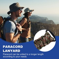 2Pcs Paracord Lanyard, Strong Lanyard with USA Flag, Green&Desert Camouflage