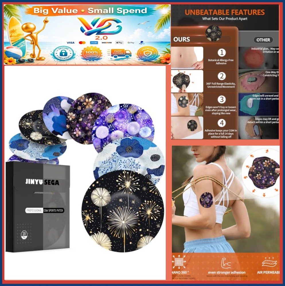 NEW CGM Sensor Overpatches for Libre 3 & 3 Plus 20 Pack Waterproof Sweatproof