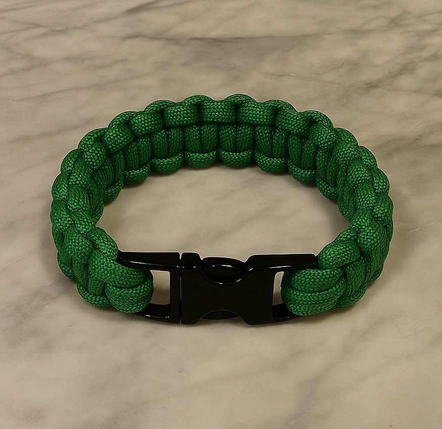 Green Cobra Paracord Bracelet with Metal Buckle
