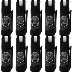 POLICE MAGNUM Bulk Pepper Spray 10 Pack- .50oz GID Bottom Clip Self Defense OC