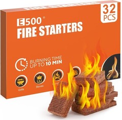 Quick-Lighting Natural Fire Starter Cubes – 8-10 Minutes Burn Time, 32 Count