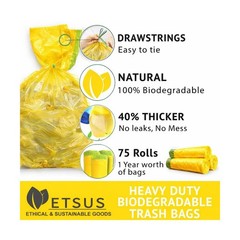 13 Gallon Biodegradable Trash Bags with Drawstrings, 75 Count P… FAST USA SHIP