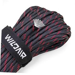 WILDAIR 750lb Paracord Parachute Cord Lanyard Ropes U.S. 100FT Black Red