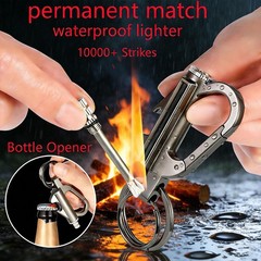 3 x Permanent Match Keychain Lighters Refillable Fire Starter Survival Camping