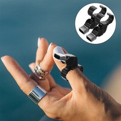 4Pcs ABS Loud Dual Tone Whistles for Coaches Referees with Finger Ring Black