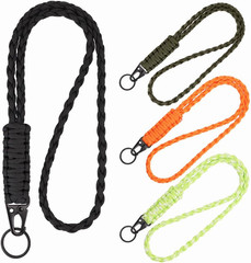 4 Pieces Heavy Duty Braided Paracord Lanyard Keychains with Whistles – Outdoor S