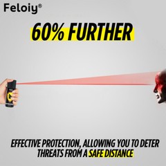 Feloiy Pepper Spray Maximum Strength 2oz, 16 ft, Black, Made in USA