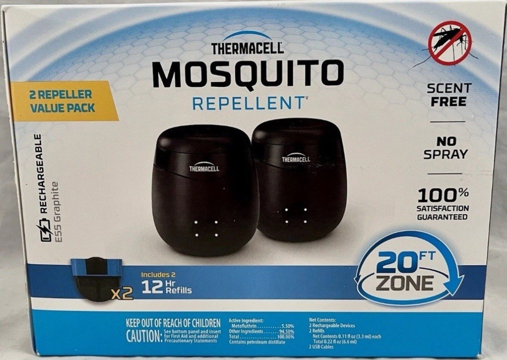 2 PACK SEALED Thermacell E55 Graphite Mosquito Repellent, Rechargeable, 12 HR.