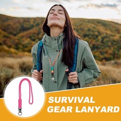 2Pcs Heavy Duty Braided Paracord Lanyard, Pink/Red