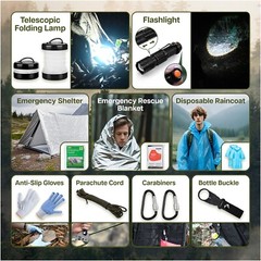 Survival Kit All-in-1 – Emergency Kit with First Aid Kit for Camping, Adventure
