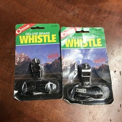2x NEW Coghlan’s 9425 Camping Whistle Wilderness Signal Whistle Deluxe Brass VTG