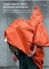 Reusable Mylar Thermal Blanket Poncho Emergency Survival Rain Camping Gear