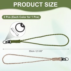 Paracord Lanyard, 2Pcs & Army Green/Desert Camouflage Fit for (Keys Whistle)
