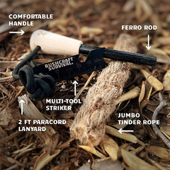 Ferro Rod Fire Starter Kit & Backpacking Multitool | Flint and Steel Striker | W