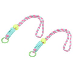 2Pcs Paracord Lanyard Keychain with Spring Ring, Wavy Design, Multicolored