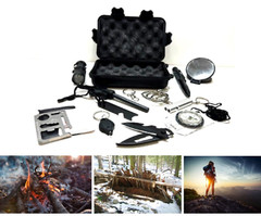 11 pc Tactical Survival Emergency SOS Gear Urban Camping Kit in Hard Shell Case