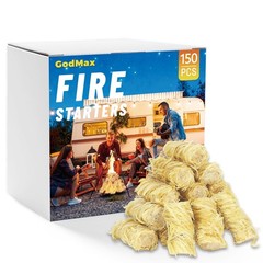 150 Pcs Natural Fire Starters for Grill, Campfires, Charcoal, Wood Stove & Fire