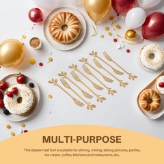 10 Pcs Stainless Steel Leaf Cake Fruit Forks Set Tasting Dessert Forks8895