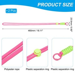 2 Pcs Paracord Lanyard Necklace, Lanyard with Split Ring, Rose Red & Green
