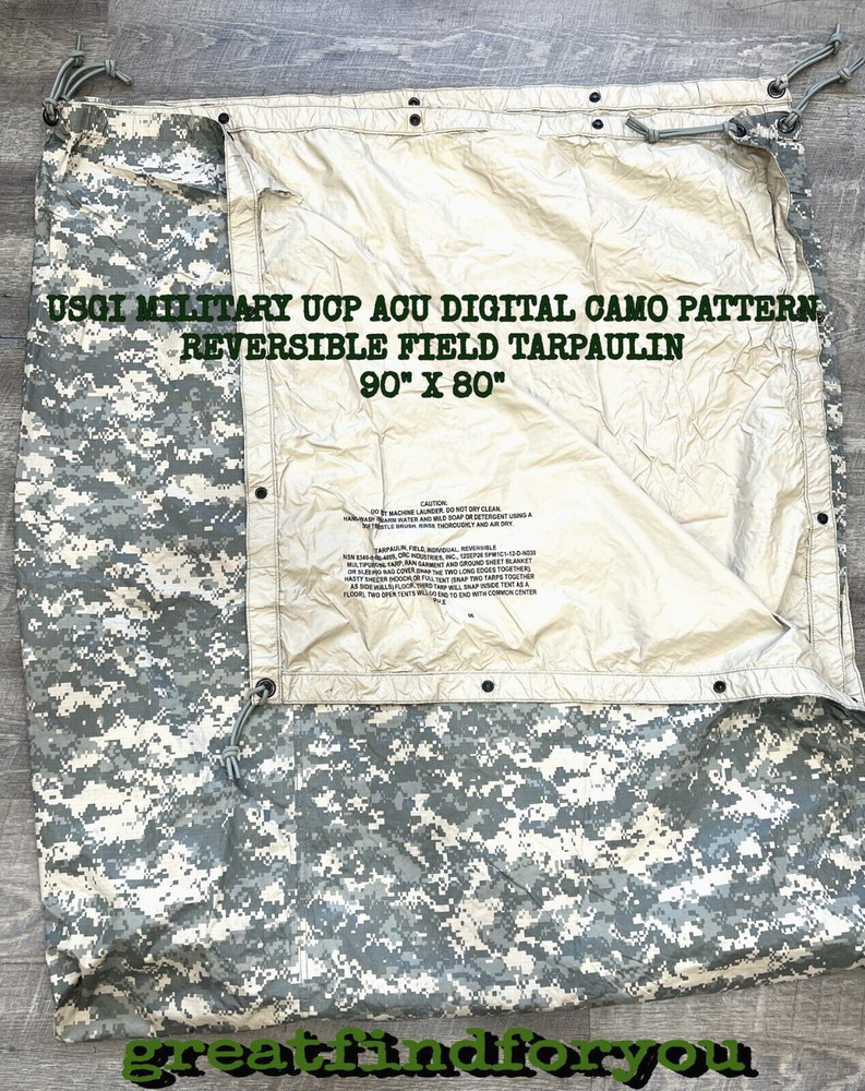USGI MILITARY ACU DIGITAL CAMO PATTERN REVERSIBLE FIELD TARPAULIN -90″ X 80″