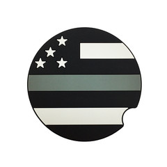 Set of 2 Thin Gray Line Correctional Officer American Flag Silicone Car Coaster