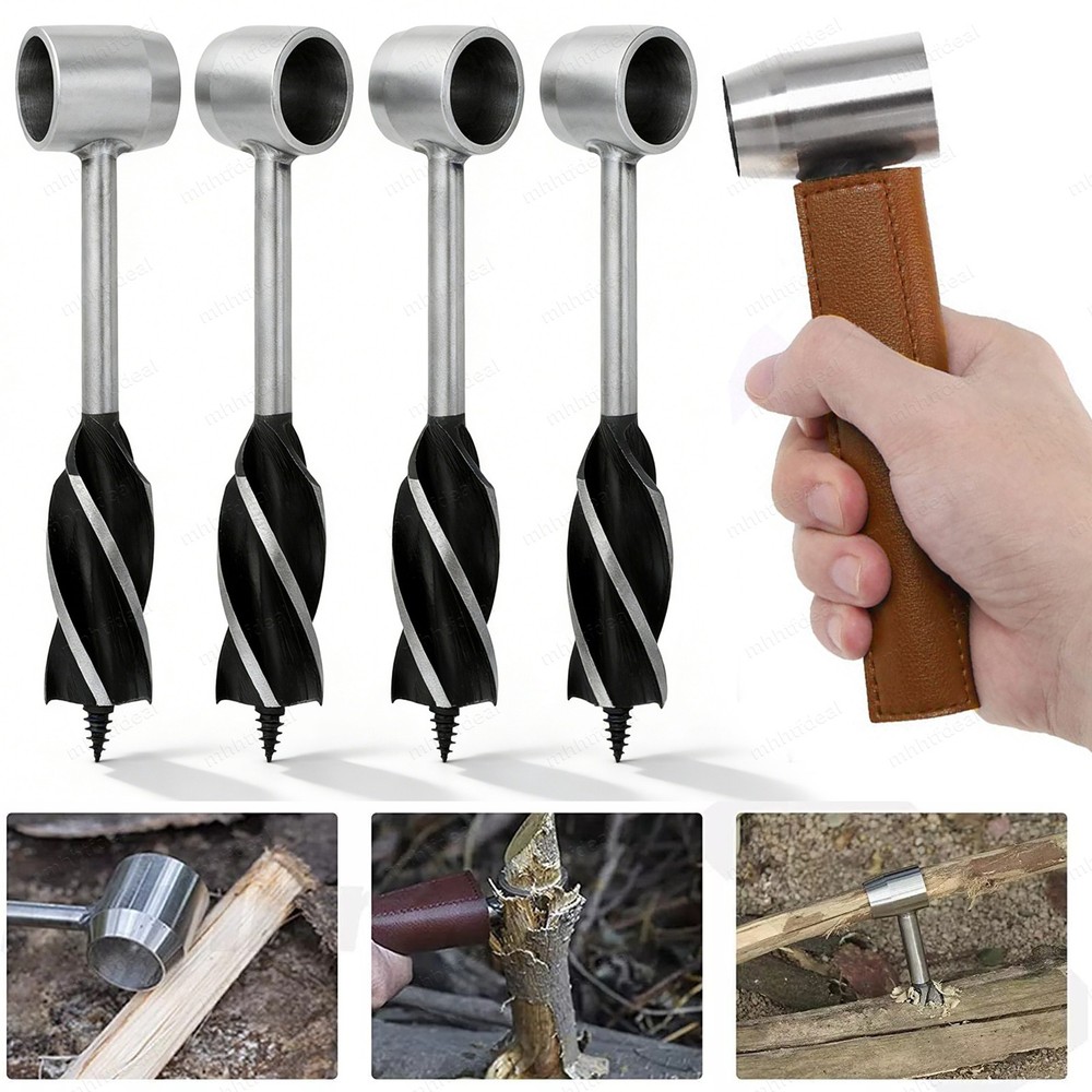 Manual Hand Auger Wrench Outdoor Survival Wood Drill Tool Bush craft Handyman US