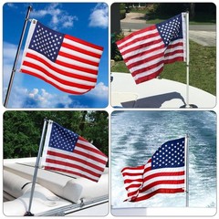 OwnMy Set of 4 Adjustable Flagpole Clips with Carabiner Boat Flag Clips Metal