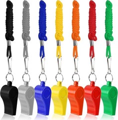 7 Pack Coaches Whistles with Lanyard – Loud Sound for Sports and Emergencies