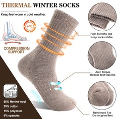 MOGGEI Womens Merino Wool One Size, Black/Grey/Light Coffee/Caramel/Beige