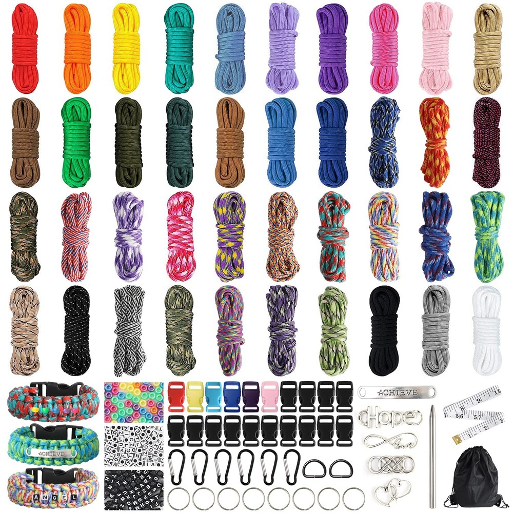 Paracord Bracelet Kit 40 Colors, 10 Feet, Complete Accessories for Making Br…