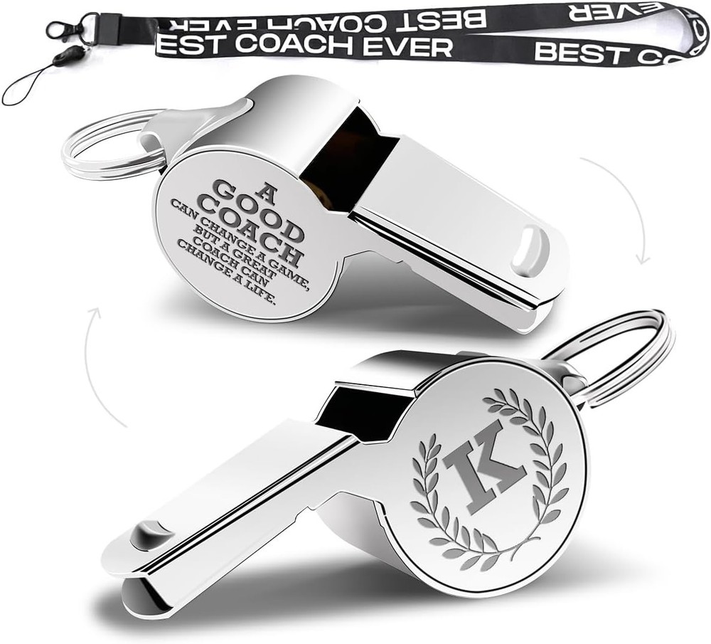 fkovcdy Initial Coach Gifts, Whistle for Coaches, Whistle Emergency, Thank You