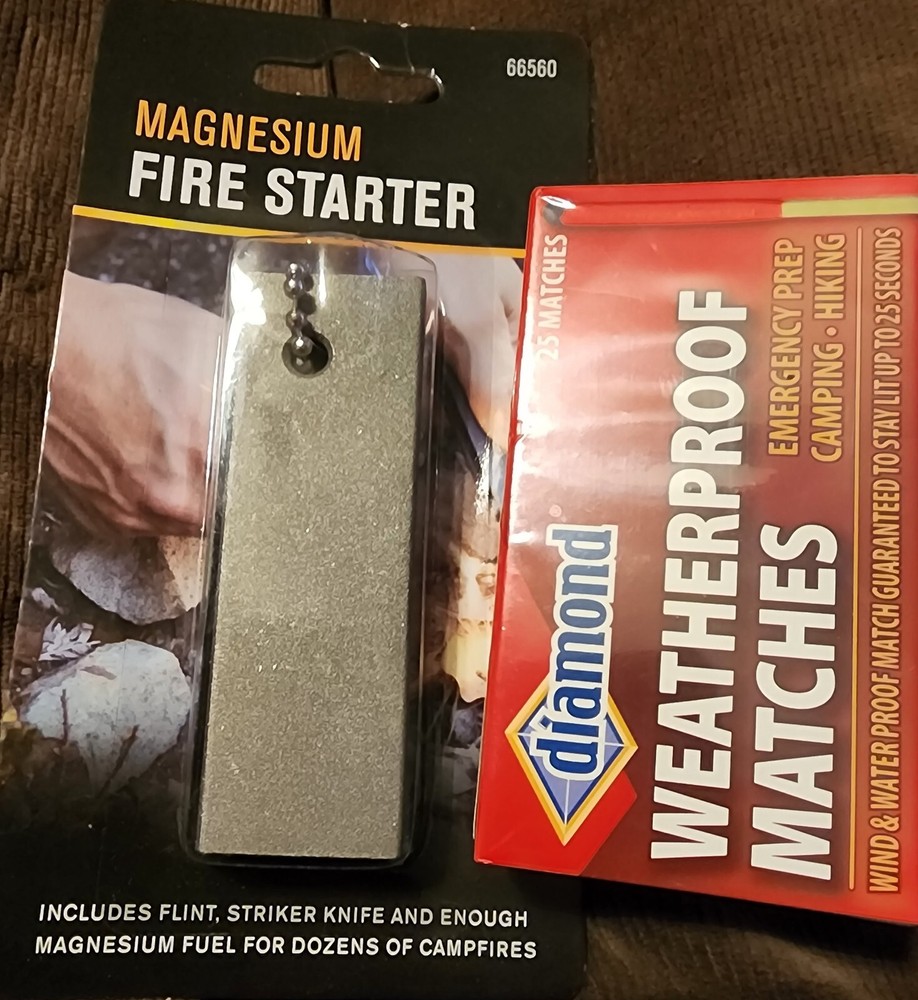 Magnesium WATERPROOF Flint Fire Starter Striker Camping 🔥+ Weatherproof Matches