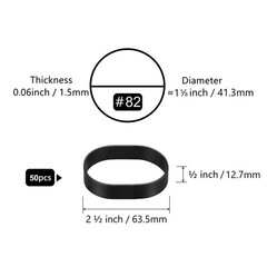 Size #82 Tactical Rubber Bands – 50 Pieces – 2 1/2 x inch, Black
