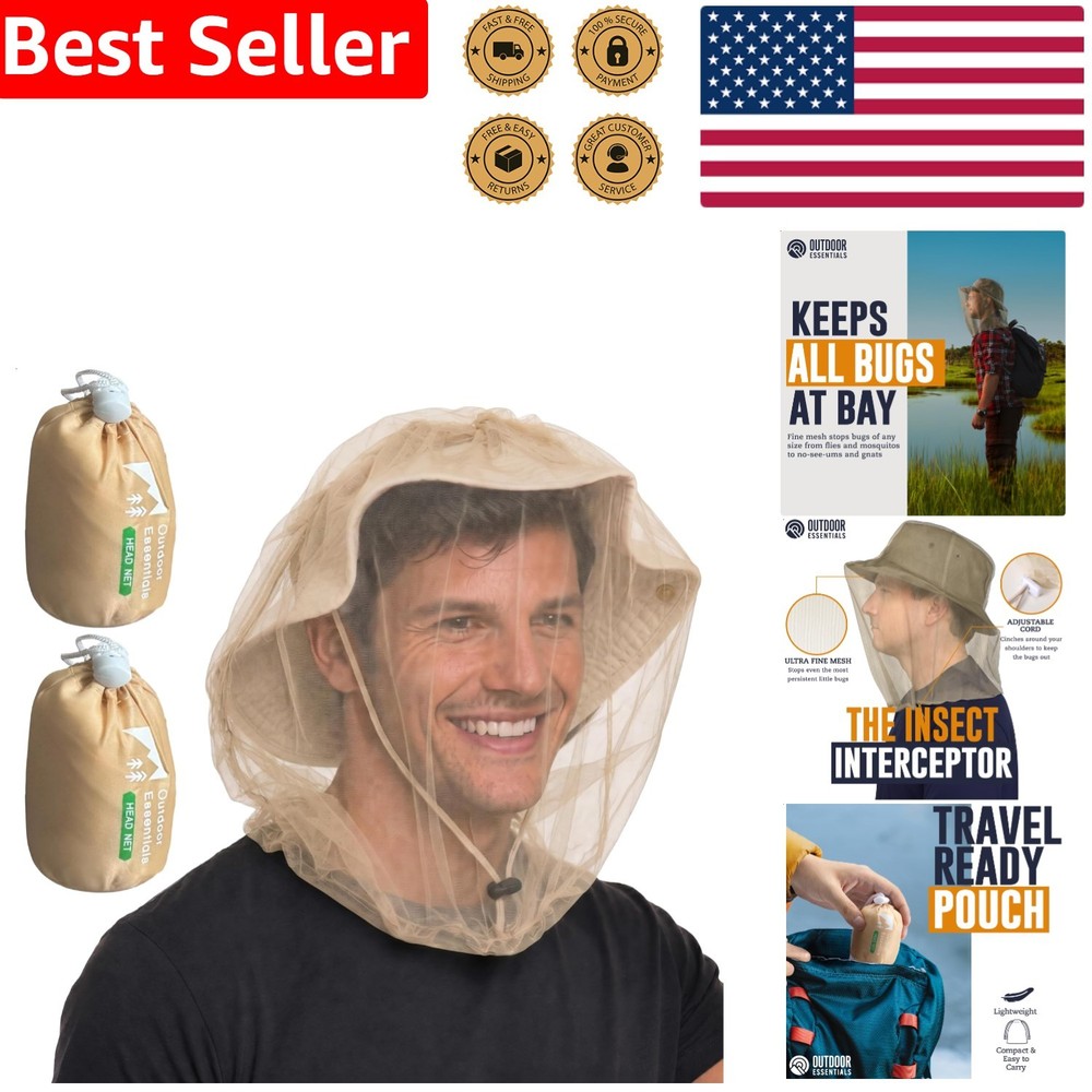 Outdoor Head Net 2 Pack Beige Versatile Protection Men Women Garden Activities