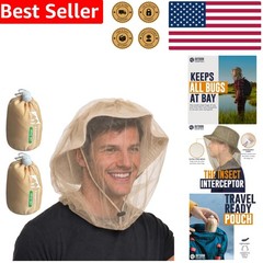 Outdoor Head Net 2 Pack Beige Versatile Protection Men Women Garden Activities