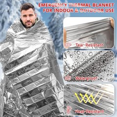 Secucaptain Survival Emergency Thermal Blankets 50 Pack Extra Large 84 X63