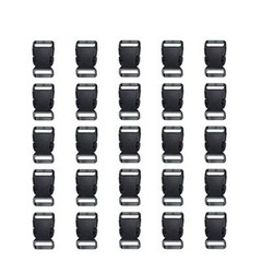 25 Pack 1 Inch Plastic Side Release Buckle for Paracord Bracelets Dog Collar
