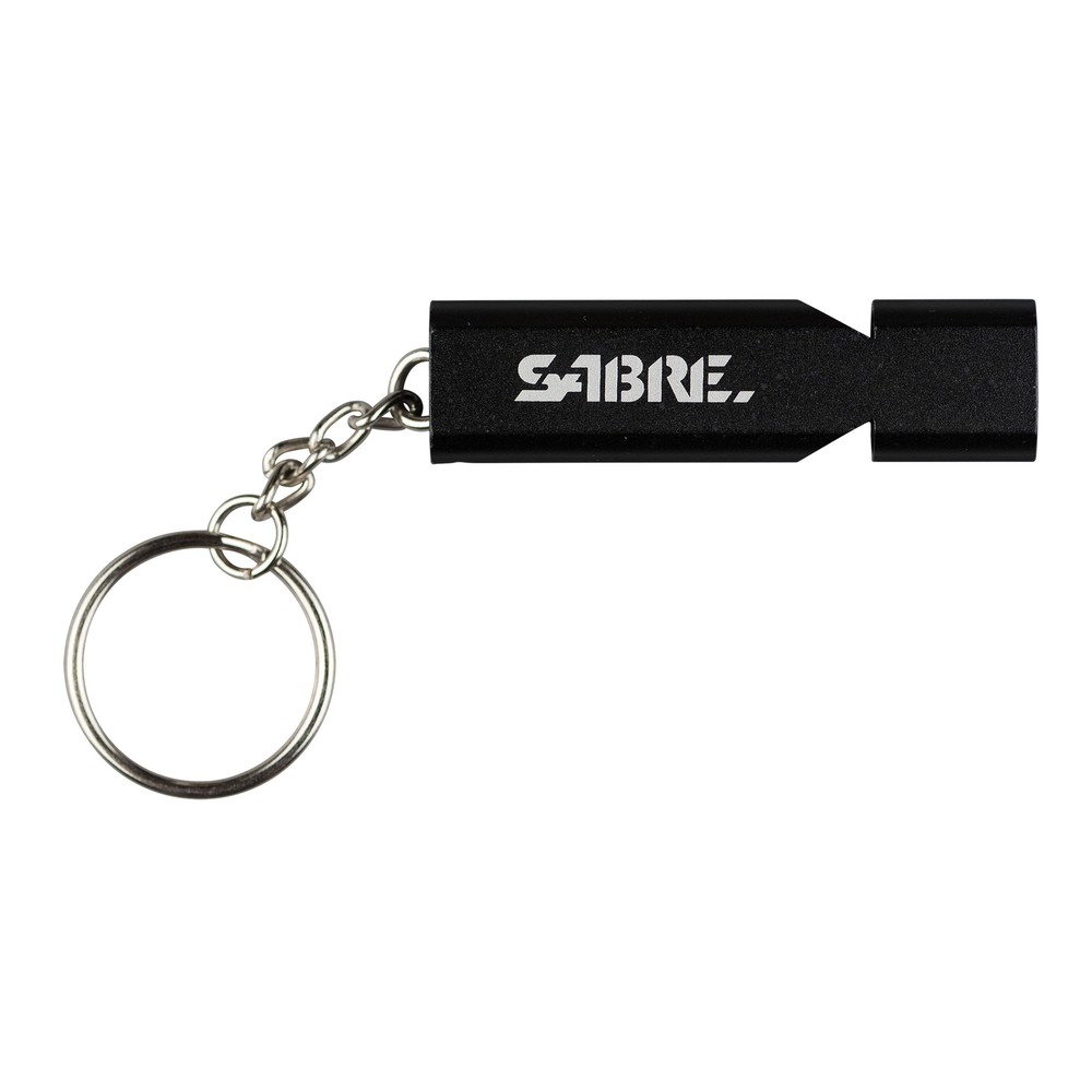 Sabre Emergency Safety Whistle Keychain Matte Black with Lanyard and Carabiner