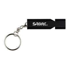 Sabre Emergency Safety Whistle Keychain Matte Black with Lanyard and Carabiner
