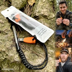 Ferro Rod Fire Starter Survival Kit, Flint and Steel Striker, 4 x 3/8 in