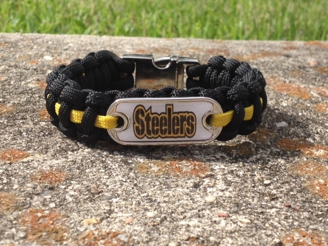 Pittsburgh Steelers Paracord Bracelet~NFL Paracord Dog Tag w/Metal Buckle!!!