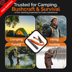 STAYPREPPED 4 Inch Survival Ferrocerium Drilled Flint Waterproof High orange