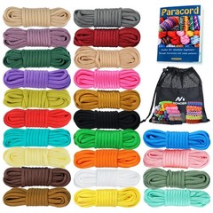 MONOBIN 24 Colors 10ft Paracord Rope with Red，blue，black，teal，pink