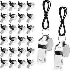 Metal Whistle 100Pcs with Lanyard Stainless Steel Sports Whistles Loud Sound