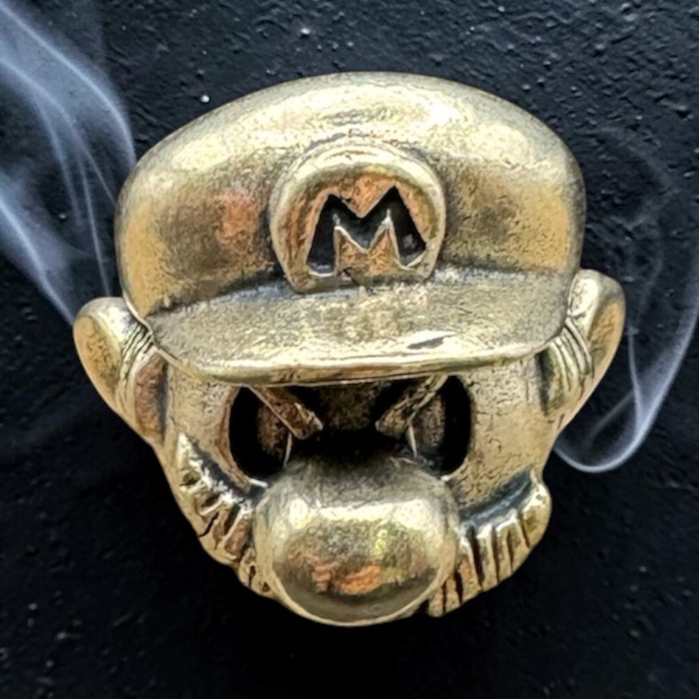 White Brass Mario Skull Lanyard Bead EDC Paracord Knife Charm Pendant