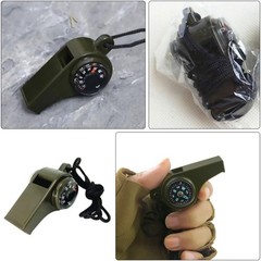 3-In-1 Loud Alarm Whistle 2 Pack with Compass Thermometer Safety Gear for Hiking