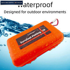 LoDinpo Pocket Survival Fishing Kit,Emergency Tackle Small, Wildfire Orange