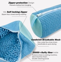 Shoe Washing Machine Bag,Laundry Bag 12.07 liters, Blue,Long-pile,2PC