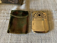 Decorative Vintage Peacock Peterson’s Handwarmer Original Green Velvet Pouch