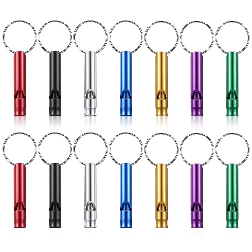 14 Pcs Aluminium Safety Whistle Keychain, Survival Safety Whistle Loud Sound …
